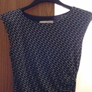 Pattern Sheath Dress Navy/White